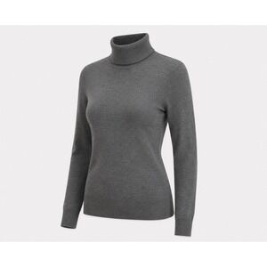 Spier & Mackay Women's L 100% Merino Wool Gray Turtleneck Sweater Classic